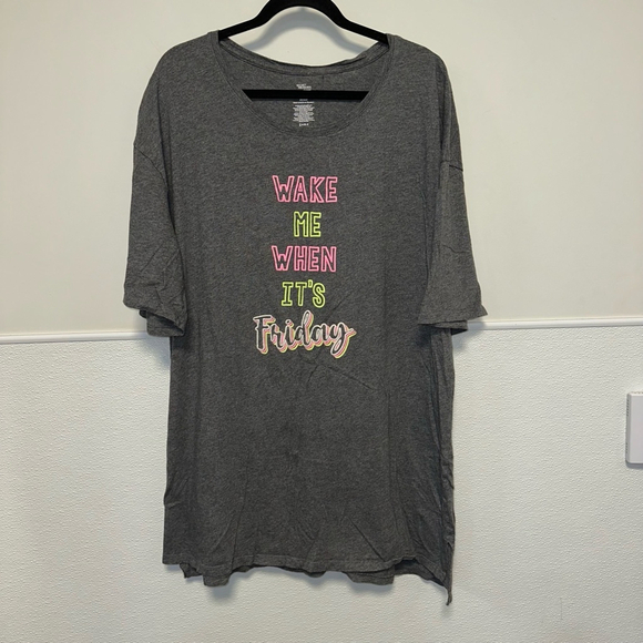 Women's Secret Treasures T-Shirt, L-XL, Gray “Wake me up when it’s Friday” 14-18 - Picture 3 of 6